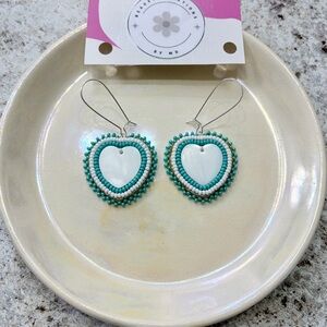 Handmade Beaded Mother of Pearl Shell Earrings